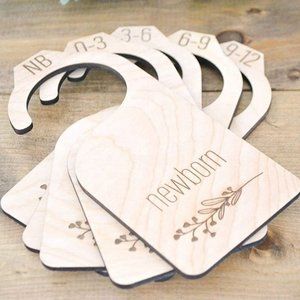 NWT Wooden Nursery Baby Closet Vine Dividers Organizer Set of 7 NB-24 Months